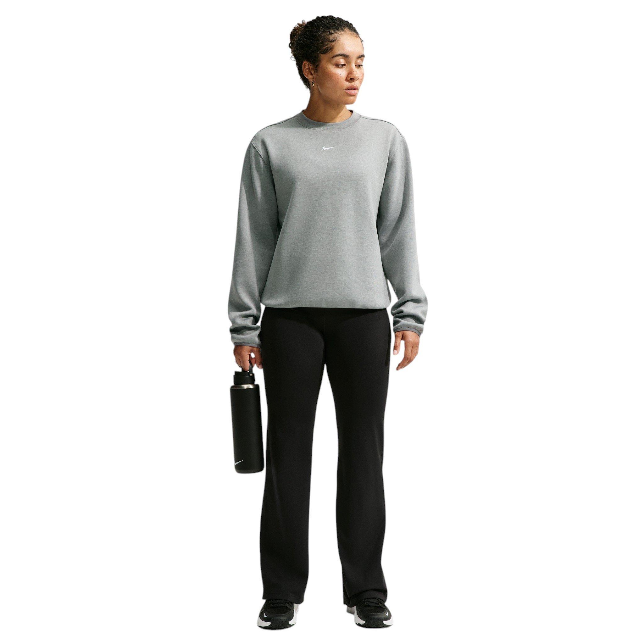 Nike Women's Studio Fleece Sport Dri-FIT Crewneck Sweatshirt - Grey/White - GREY/WHITE